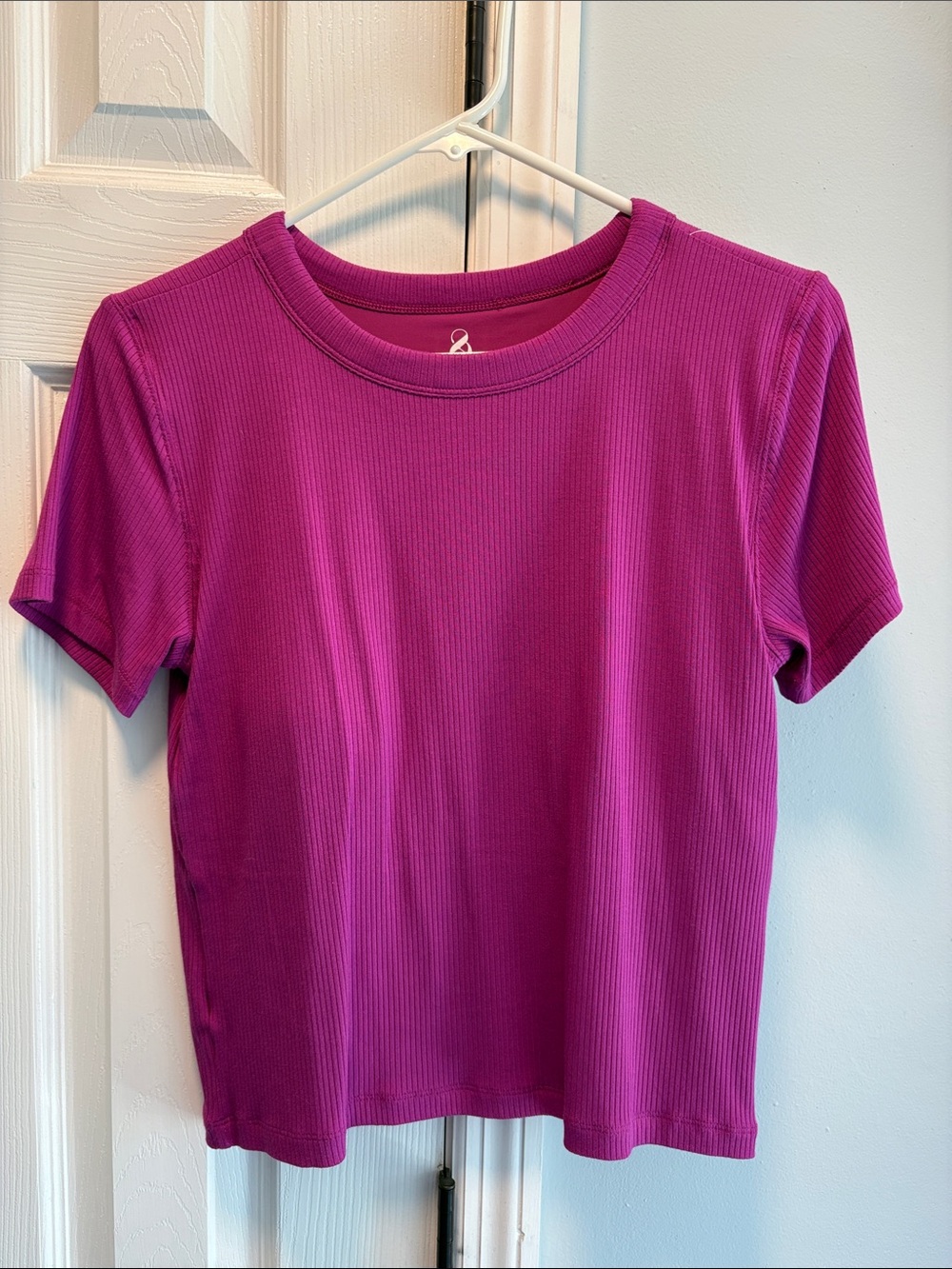 Lou & Grey Ribbed Crewneck Tee - Fuchsia